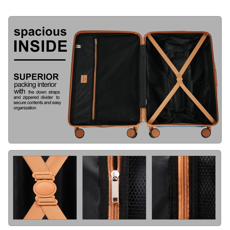 Hardside Luggage Sets 3 Piece, Hardshell Suitcase TSA Lock Spinner Wheel with Travel Duffle Bag and 4 Packing Cube.Black