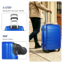NiceTravel Luggage Set (20/24/28 inch),Hard-shell suitcase with Cup Holder(20"), Combination Locks & 360° Spinner Wheels, Blue