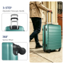 NiceTravel Luggage Set (20/24/28 inch),Hard-shell suitcase with Cup Holder(20"), Combination Locks & 360° Spinner Wheels, Green