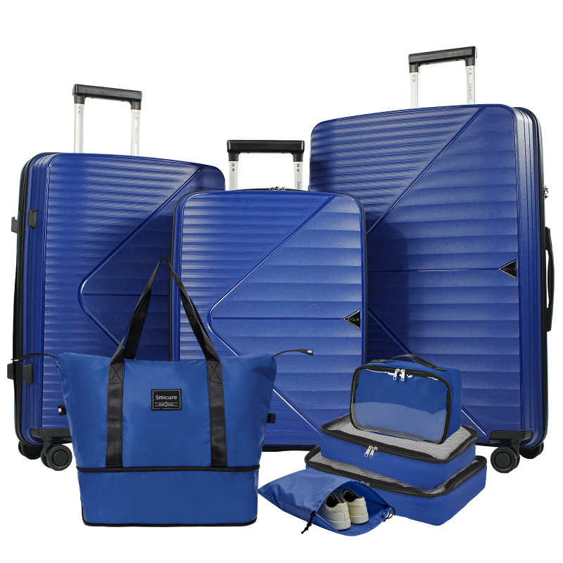 Luggage Sets 3 Piece with Spinner Wheel, Hardside TSA Suitcase Set with Travel Duffle Bag and 4 Packing Cube, Lightweight Travel Luggage for Men and Women, Blue