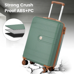 Travelhouse 3-Piece Hardside Spinner Carry on Luggage Set with TSA Lock and Travel Bag,Green