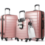 NiceTravel Luggage Set (20/24/28 inch),Hard-shell suitcase with Cup Holder(20"), Combination Locks & 360° Spinner Wheels, Pink