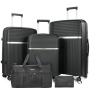 Luggage Sets 5 Piece with Duffel Bag, Hardside Suitcase Set with Spinner Wheel and TSA Lock, Lightweight Travel Luggage for Men and Women, Black