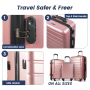 NiceTravel Luggage Set (20/24/28 inch),Hard-shell suitcase with Cup Holder(20"), Combination Locks & 360° Spinner Wheels, Pink
