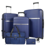 Luggage Sets 5 Piece with Duffel Bag, Hardside Suitcase Set with Spinner Wheel and TSA Lock, Lightweight Travel Luggage for Men and Women, Dark Blue