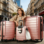 NiceTravel Luggage Set (20/24/28 inch),Hard-shell suitcase with Cup Holder(20"), Combination Locks & 360° Spinner Wheels, Pink