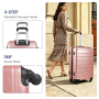 NiceTravel Luggage Set (20/24/28 inch),Hard-shell suitcase with Cup Holder(20"), Combination Locks & 360° Spinner Wheels, Pink