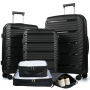 Travelhouse 3 Piece Hardshell Luggage Set Hardside Lightweight Suitcase with Lock Spinner Wheels and 2 Packing Cubes.(Black)