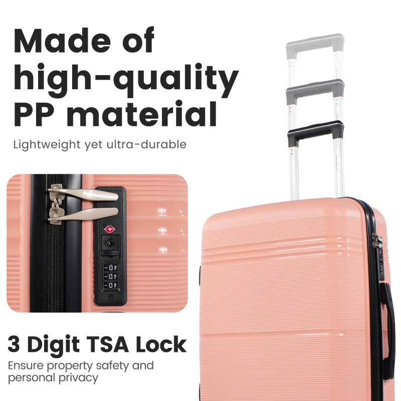 NiceTravel 8-Piece Hardside Luggage Set, Lightweight Suitcase with TSA Lock & Expandable Travel Tote Bag and Packing Cube, Pink