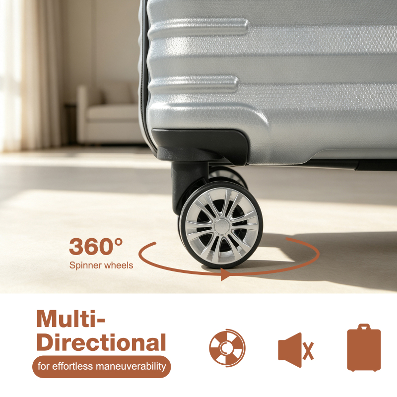 Smicure Carry On Luggage Sets 3 Piece with Spinner Wheel, Hardside Lightweight Suitcase with Backpack and Travel Essentials, Gray