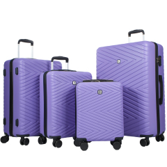luggage 4-piece ABS lightweight suitcase with rotating wheels, 24 inch and 28 inch with TSA lock, (16/20/24/28) Light Purple