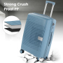 Travelhouse 3 Piece Checked Hard Shell Luggage Set Lightweight Suitcase with Lock and Spinner Wheels,Grayish blue