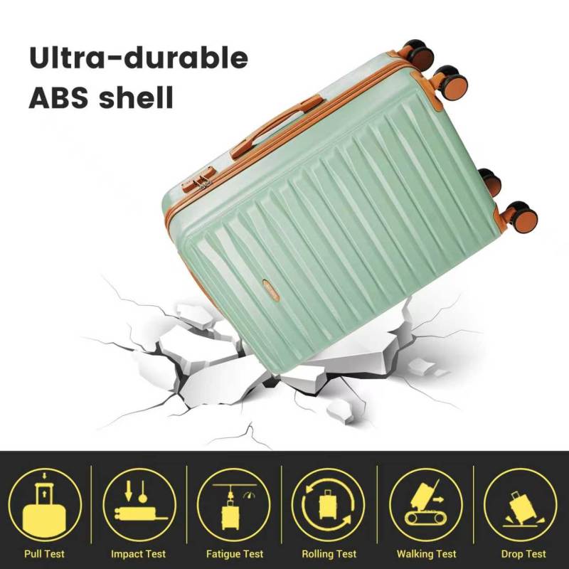 Hardside Luggage Sets 3 Piece, Hardshell Suitcase TSA Lock Spinner Wheel with Travel Duffle Bag and 4 Packing Cube.Green