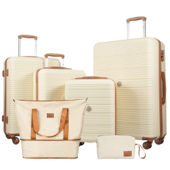 Travelhouse 6 Piece Hardshell Luggage Set Lightweight Suitcase with TSA Lock and Spinner Wheels and Duffle Bag,White