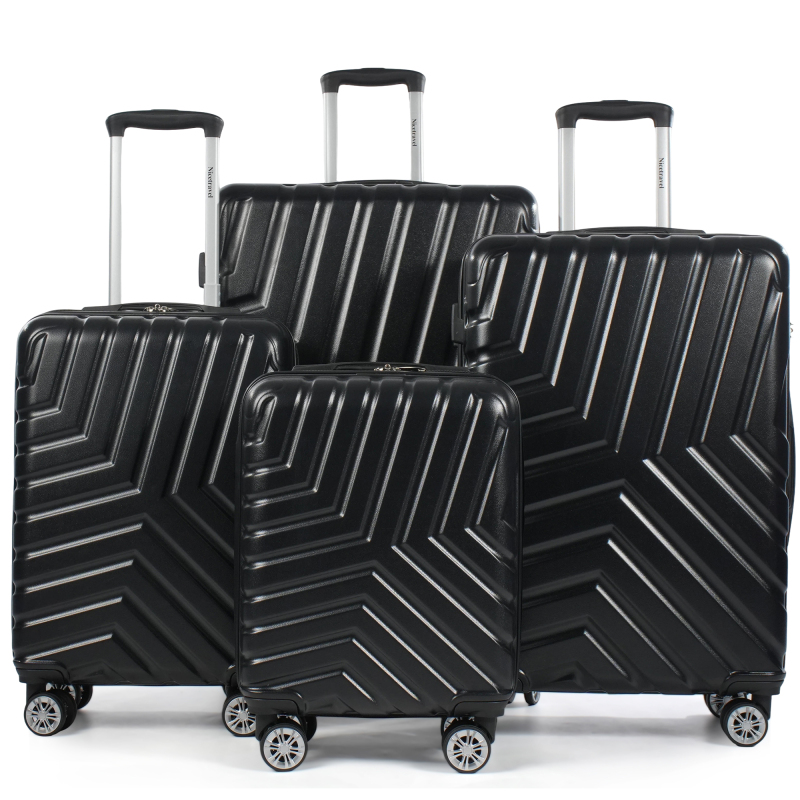 NiceTravel 4-Piece Hardside Luggage Set,Lightweight suitcase with TSA Locks & Double Spinner Wheels, Black