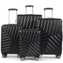 NiceTravel 4-Piece Hardside Luggage Set,Lightweight suitcase with TSA Locks & Double Spinner Wheels, Black