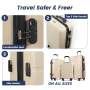 NiceTravel Luggage Set (20/24/28 inch),Hard-shell suitcase with Cup Holder(20"), Combination Locks & 360° Spinner Wheels, Beige