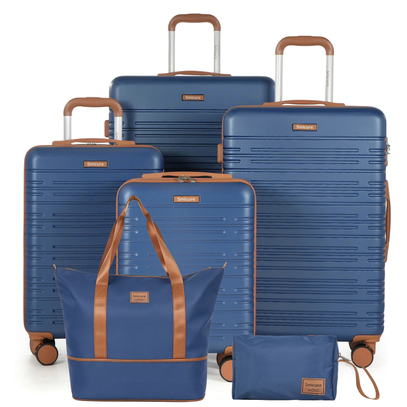 Smicure Hardside Luggage Sets 6 Piece, Hardshell Suitcase with TSA Lock Spinner Wheel and Travel Duffle Bag.（light Blue）