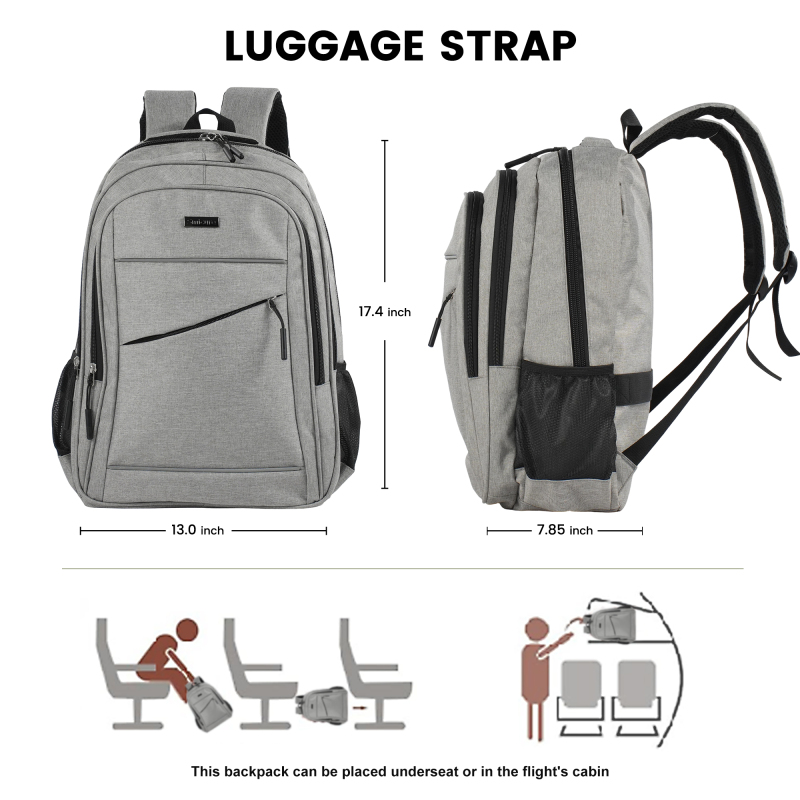 Travel carry on Backpack Business slim Sturdy Laptops Backpack, College School Computer Bag Gift for Men & Women Fits 15 Inch Notebook.Gray