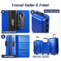 NiceTravel Luggage Set (20/24/28 inch),Hard-shell suitcase with Cup Holder(20"), Combination Locks & 360° Spinner Wheels, Blue