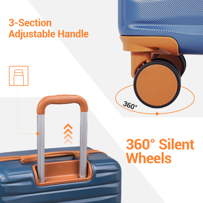 Hardside Luggage Sets 3 Piece, Hardshell Suitcase TSA Lock Spinner Wheel with Travel Duffle Bag and 4 Packing Cube.Blue