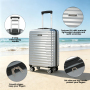 Smicure Carry On Luggage Sets 3 Piece with Spinner Wheel, Hardside Lightweight Suitcase with Backpack and Travel Essentials, Gray