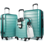 NiceTravel Luggage Set (20/24/28 inch),Hard-shell suitcase with Cup Holder(20"), Combination Locks & 360° Spinner Wheels, Green