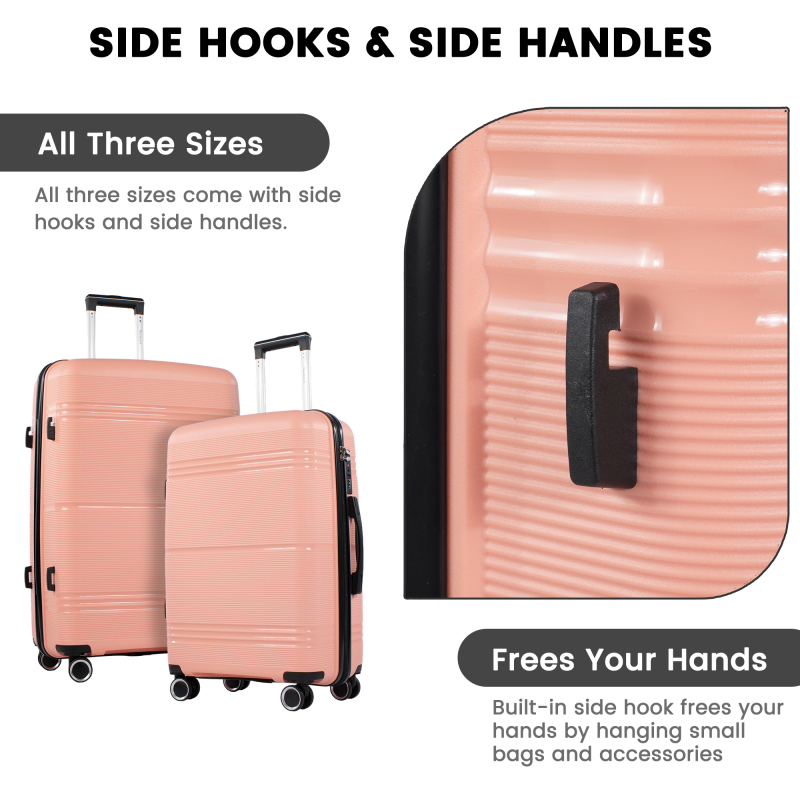 NiceTravel 8-Piece Hardside Luggage Set, Lightweight Suitcase with TSA Lock & Expandable Travel Tote Bag and Packing Cube, Pink