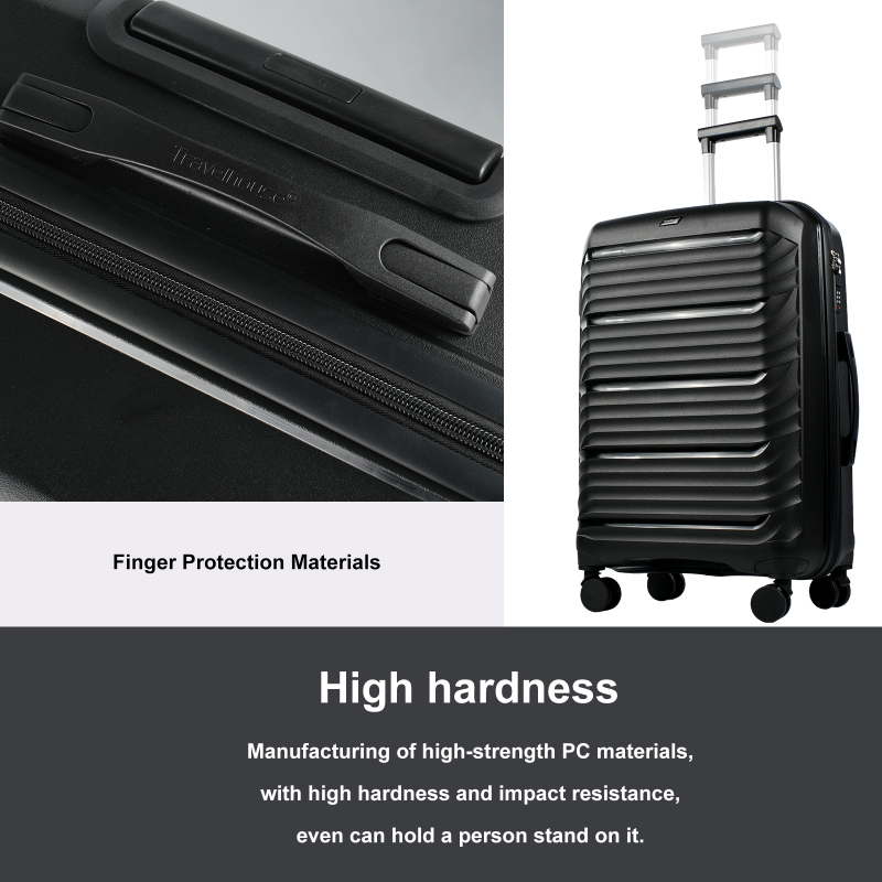 Travelhouse 3 Piece Hardshell Luggage Set Hardside Lightweight Suitcase with Lock Spinner Wheels and 2 Packing Cubes.(Black)
