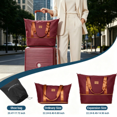 Travelhouse 3-Piece Hardside Spinner Carry on Luggage Set with TSA Lock and Travel Bag, Wine Red
