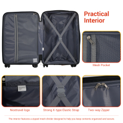 NiceTravel 3 Piece Hardside Luggage set, Lightweight Hard Shell Suitcase with TSA Lock Carry on and Checked Luggage, Blue