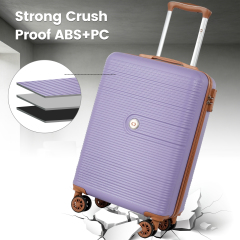 Travelhouse 3-Piece Hardside Spinner Carry on Luggage Set with TSA Lock and Travel Bag, Purple