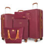 5-Piece Luggage Set, Hard Shell Suitcases with Spinner Wheels,TSA Lock,Travel Tote Bag & Cosmetic Pouch, Red