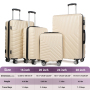 NiceTravel 4-Piece Hardside Luggage Set,Lightweight suitcase with TSA Locks & Double Spinner Wheels, Beige