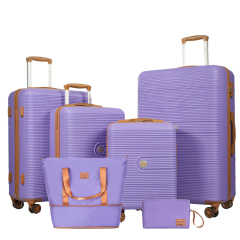 Travelhouse 6 Piece Hardshell Luggage Set Lightweight Suitcase with TSA Lock and Spinner Wheels and Duffle Bag, Purple