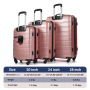 NiceTravel Luggage Set (20/24/28 inch),Hard-shell suitcase with Cup Holder(20"), Combination Locks & 360° Spinner Wheels, Pink