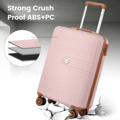 Travelhouse 3-Piece Hardside Spinner Carry on Luggage Set with TSA Lock and Travel Bag,Pink