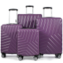 NiceTravel 4-Piece Hardside Luggage Set,Lightweight suitcase with TSA Locks & Double Spinner Wheels, Purple