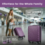 NiceTravel 4-Piece Hardside Luggage Set,Lightweight suitcase with TSA Locks & Double Spinner Wheels, Purple