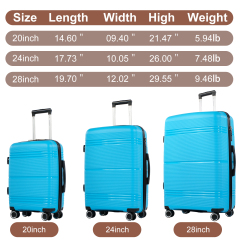 NiceTravel 3 Piece Hardside Luggage set, Lightweight Hard Shell Suitcase with TSA Lock Carry on and Checked Luggage, Blue