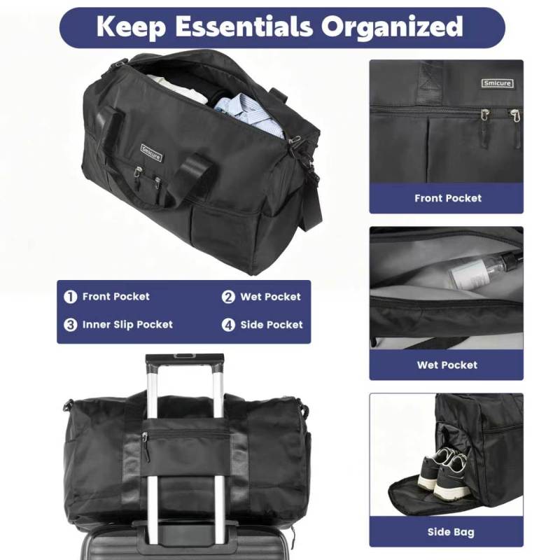 Luggage Sets 5 Piece with Duffel Bag, Hardside Suitcase Set with Spinner Wheel and TSA Lock, Lightweight Travel Luggage for Men and Women, Black