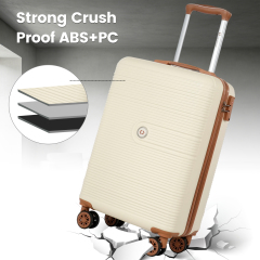 Travelhouse 3-Piece Hardside Spinner Carry on Luggage Set with TSA Lock and Travel Bag, White