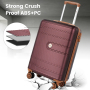 Travelhouse 3-Piece Hardside Spinner Carry on Luggage Set with TSA Lock and Travel Bag, Wine Red