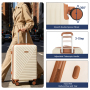 5-Piece Luggage Set, Hard Shell Suitcases with Spinner Wheels,TSA Lock,Travel Tote Bag & Cosmetic Pouch, Creamy White