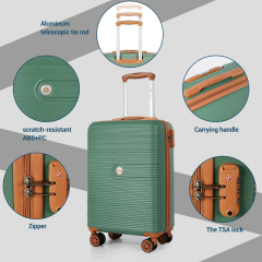 Travelhouse 3-Piece Hardside Spinner Carry on Luggage Set with TSA Lock and Travel Bag,Green