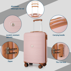 Travelhouse 3-Piece Hardside Spinner Carry on Luggage Set with TSA Lock and Travel Bag,Pink