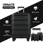 Travelhouse 3 Piece Hardshell Luggage Set Hardside Lightweight Suitcase with Lock Spinner Wheels and 2 Packing Cubes.(Black)