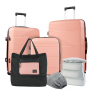 NiceTravel 8-Piece Hardside Luggage Set, Lightweight Suitcase with TSA Lock & Expandable Travel Tote Bag and Packing Cube, Pink