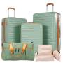 Hardside Luggage Sets 3 Piece, Hardshell Suitcase TSA Lock Spinner Wheel with Travel Duffle Bag and 4 Packing Cube.Green