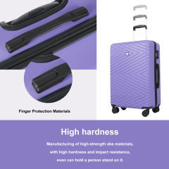 luggage 4-piece ABS lightweight suitcase with rotating wheels, 24 inch and 28 inch with TSA lock, (16/20/24/28) Light Purple